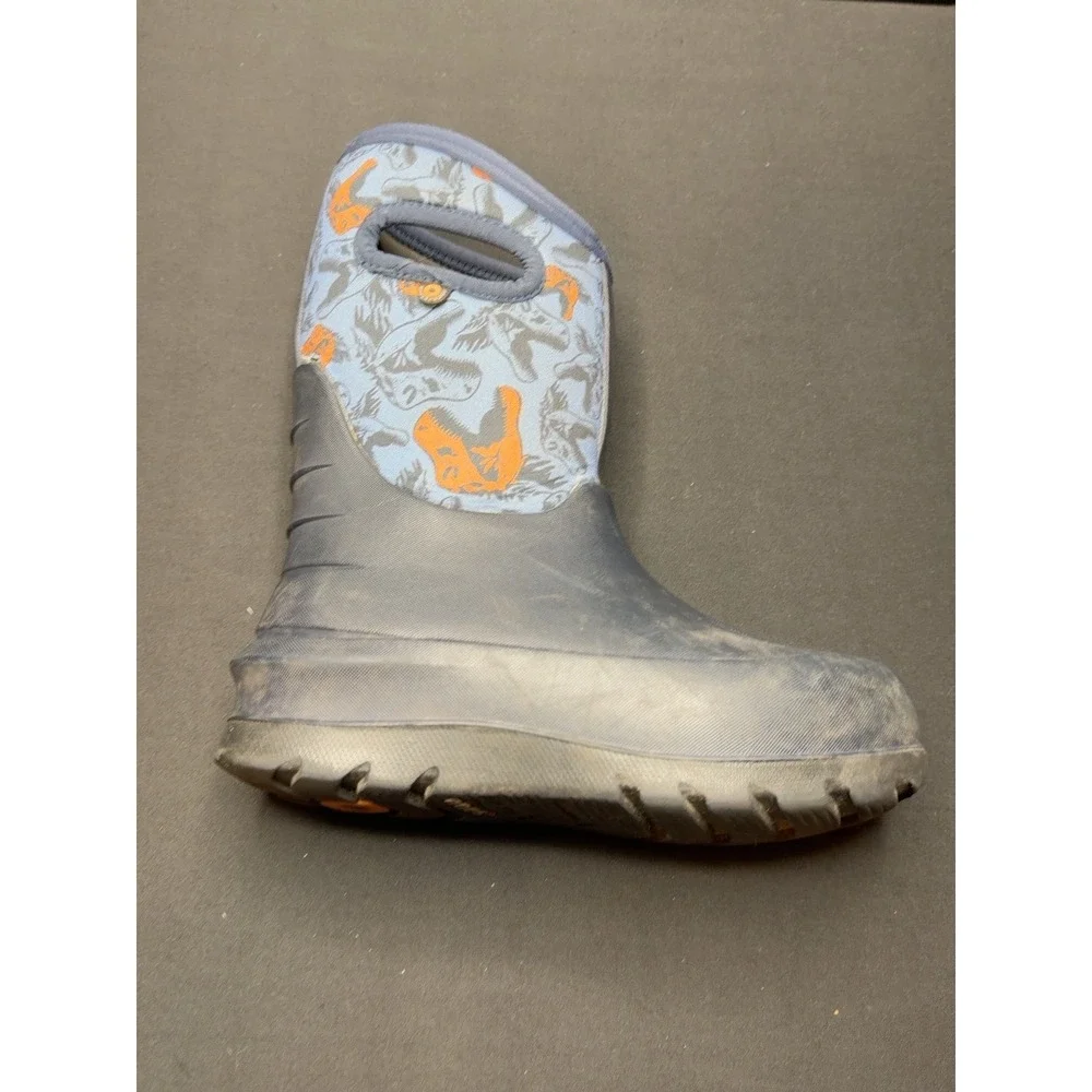 BOGS Neo-Classic Cool Dinos Kids Boots Youth Size 1 Blue Orange Waterproof